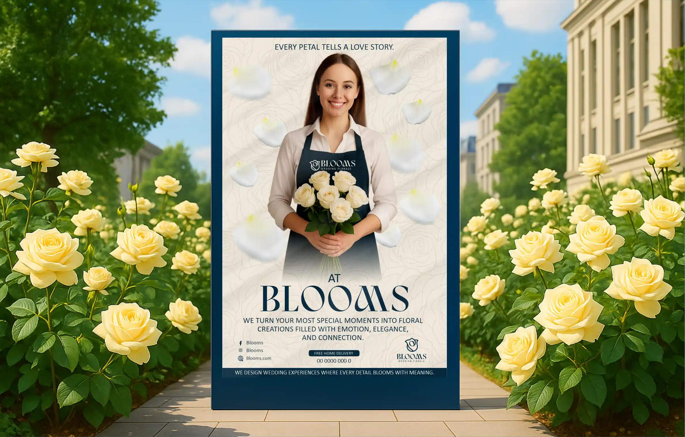 Logotipo y branding visual para floristería, diseño elegante que transmite amor y elegancia en bodas.