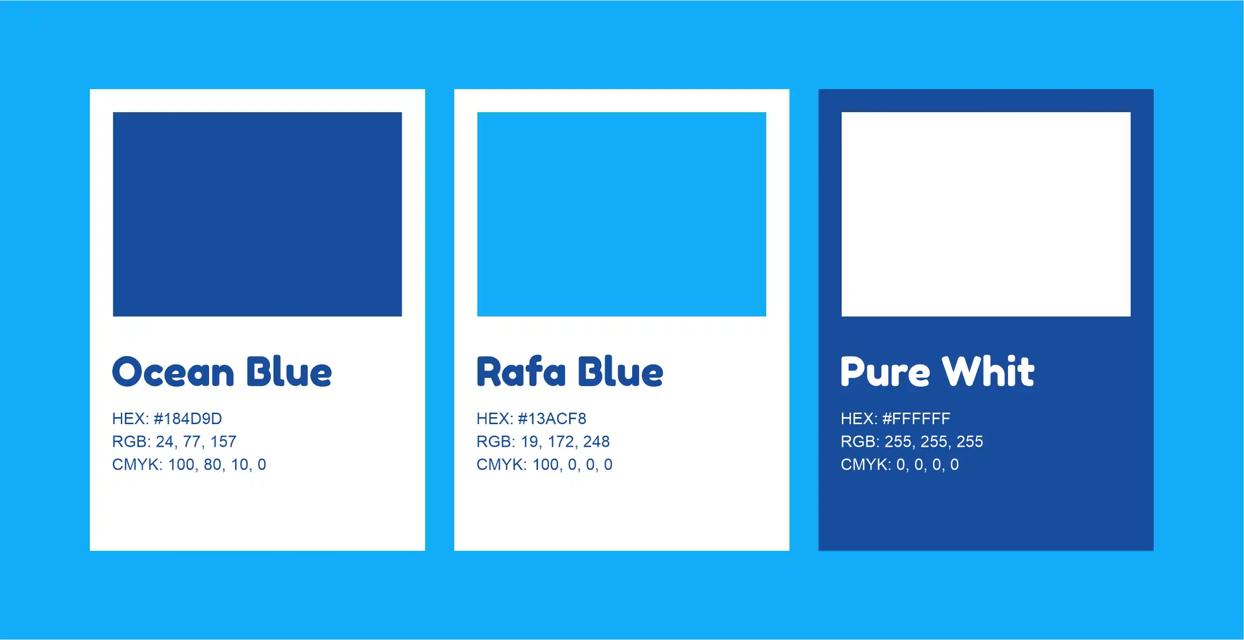 Paleta de colores BlueRafa con tonos frescos y llamativos para marca infantil.